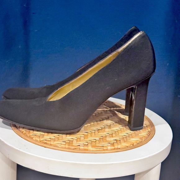 Yes St Laurent YSL Black Leather & Silk Faille Pumps - Sz 8N - Picture 4 of 11